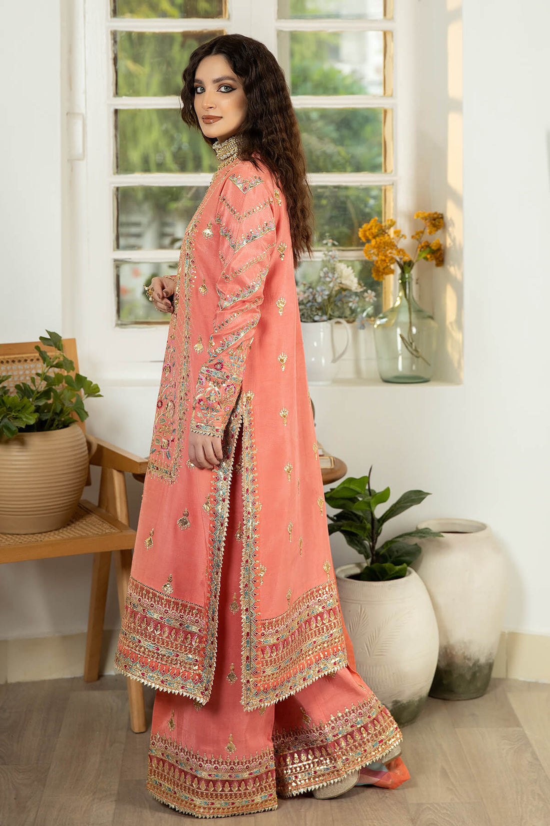 Jahaa'n Ara by Serene Embroidered Raw Silk Suit SRS-01 - House Of Hania