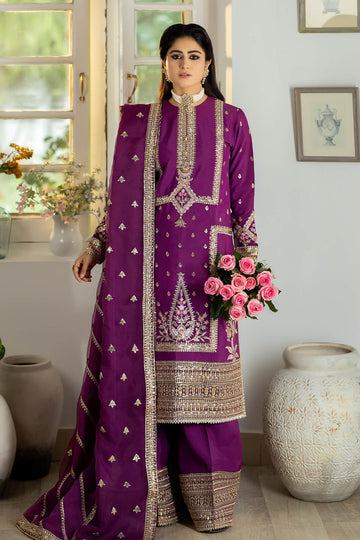 Jahaa'n Ara by Serene Embroidered Raw Silk Suit SRS-02 - House Of Hania