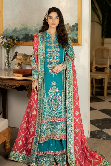 Jahaa'n Ara by Serene Embroidered Raw Silk Suit SRS-03 - House Of Hania