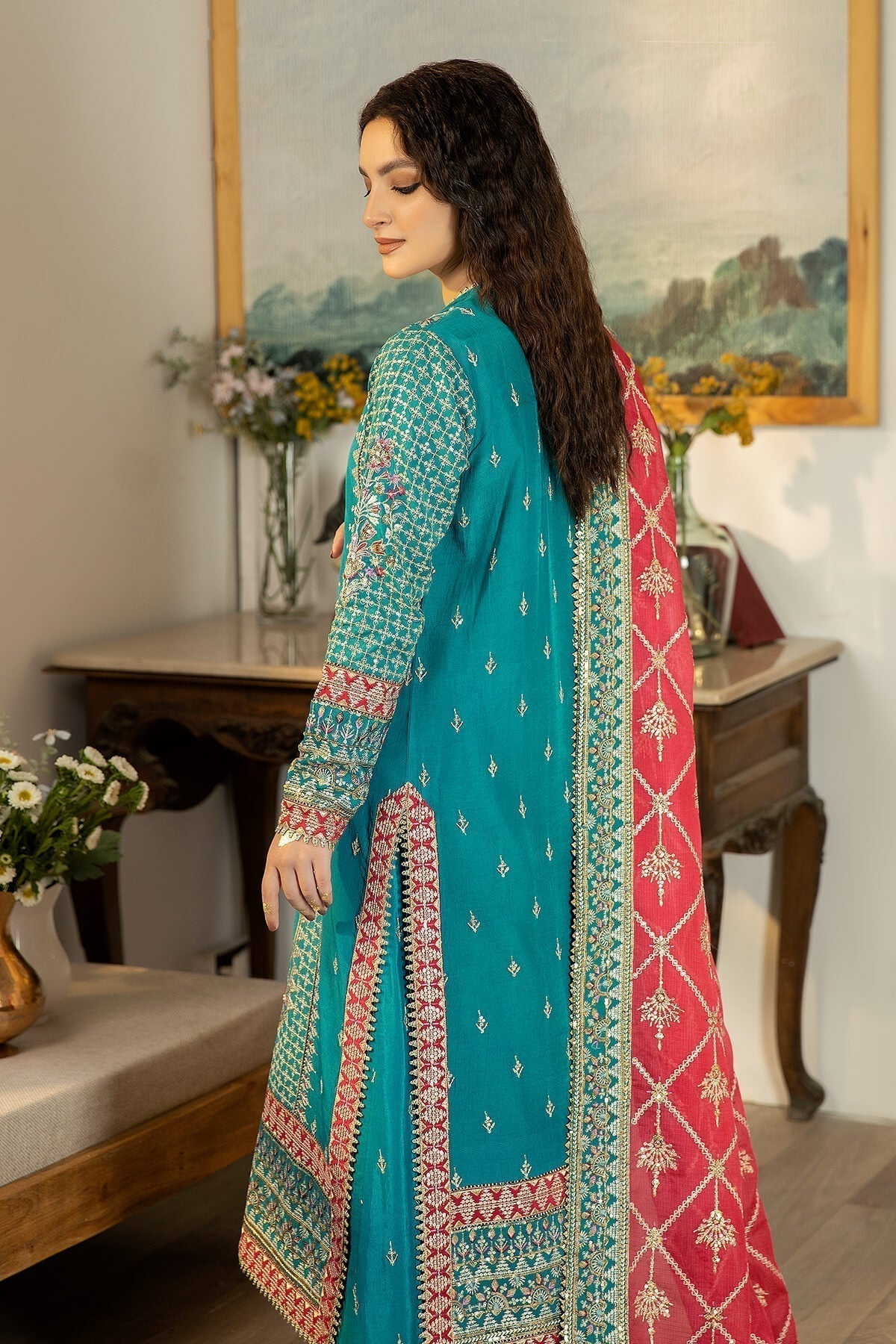 Jahaa'n Ara by Serene Embroidered Raw Silk Suit SRS-03 - House Of Hania
