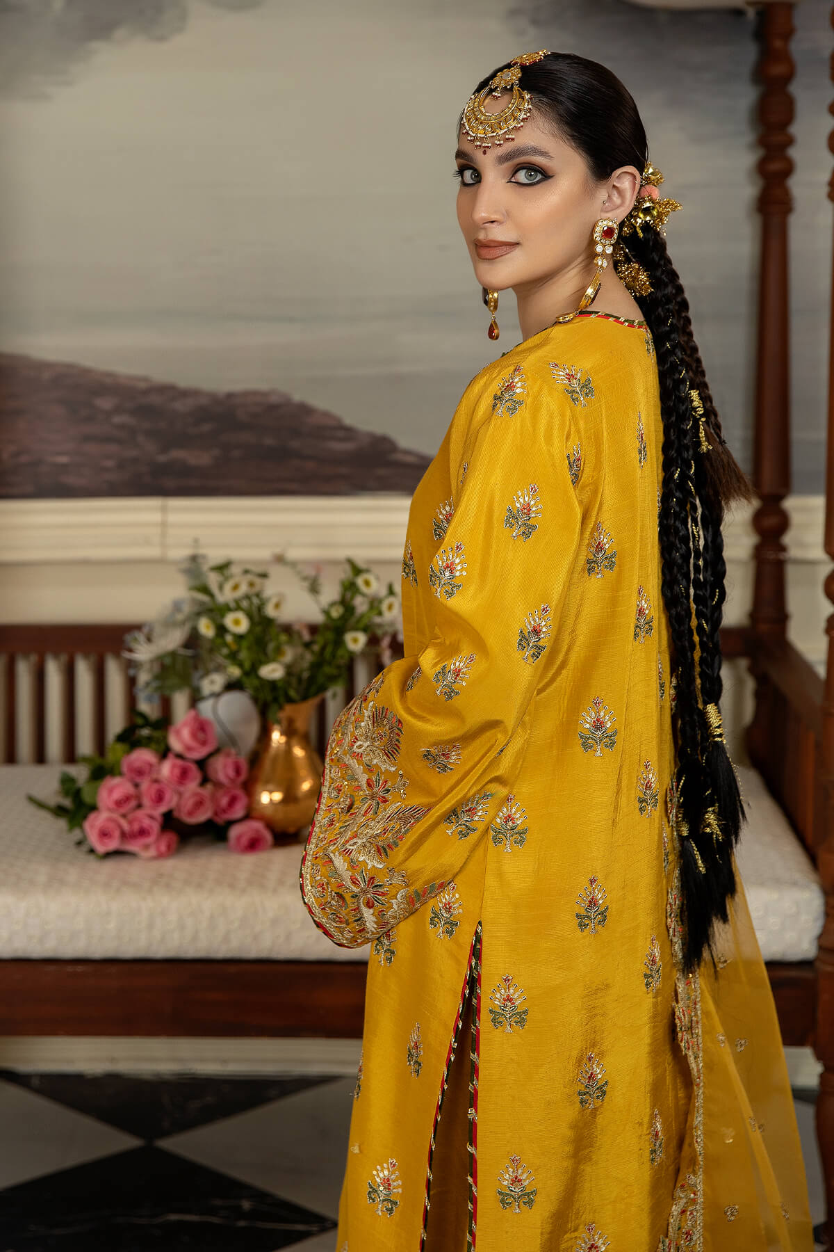 Jahaa'n Ara by Serene Embroidered Raw Silk Suit SRS-04 - House Of Hania