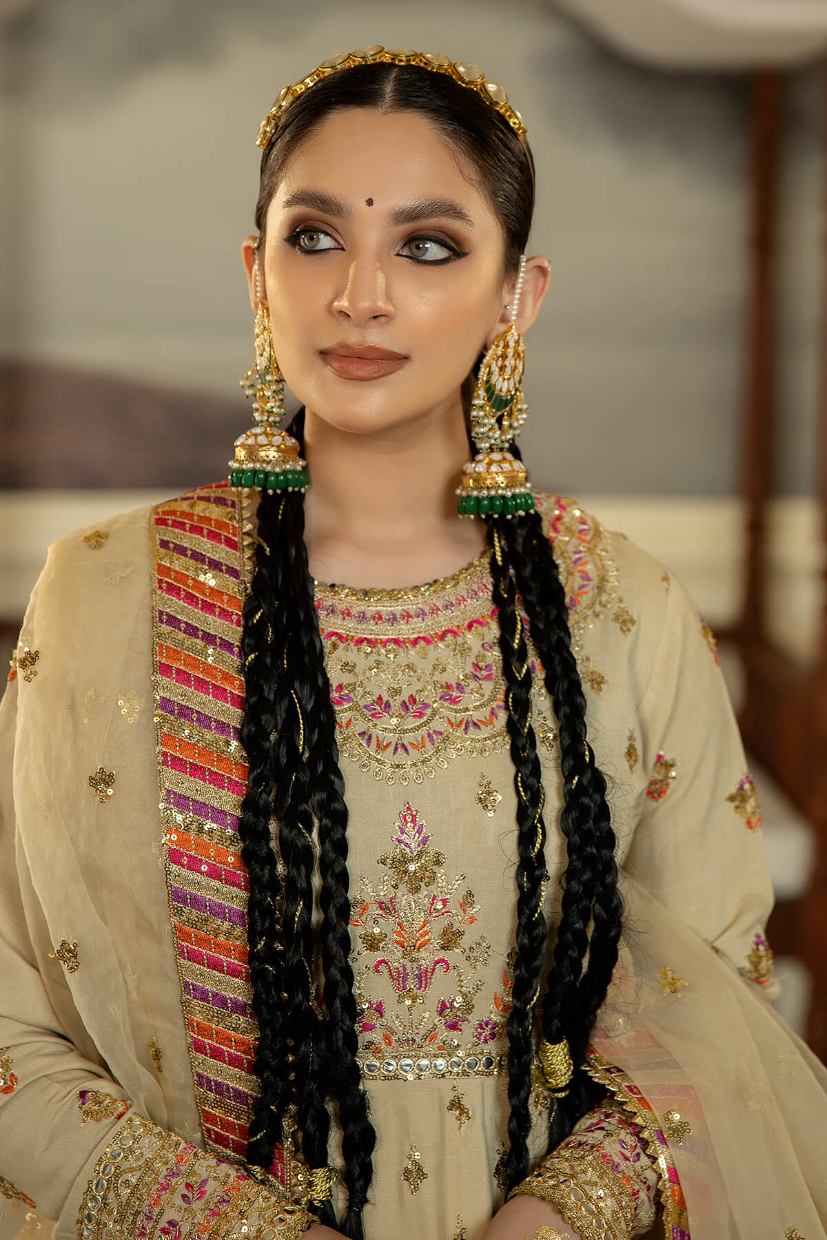 Jahaa'n Ara by Serene Embroidered Raw Silk Suit SRS-05 - House Of Hania