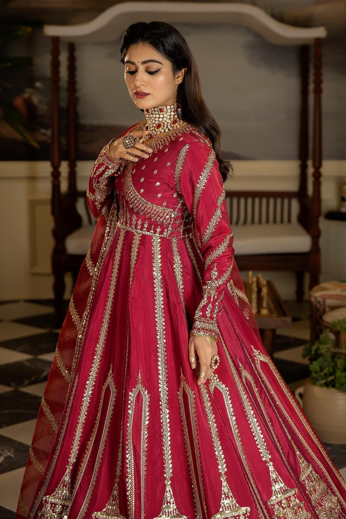 Jahaa'n Ara by Serene Embroidered Raw Silk Suit SRS-06 - House Of Hania