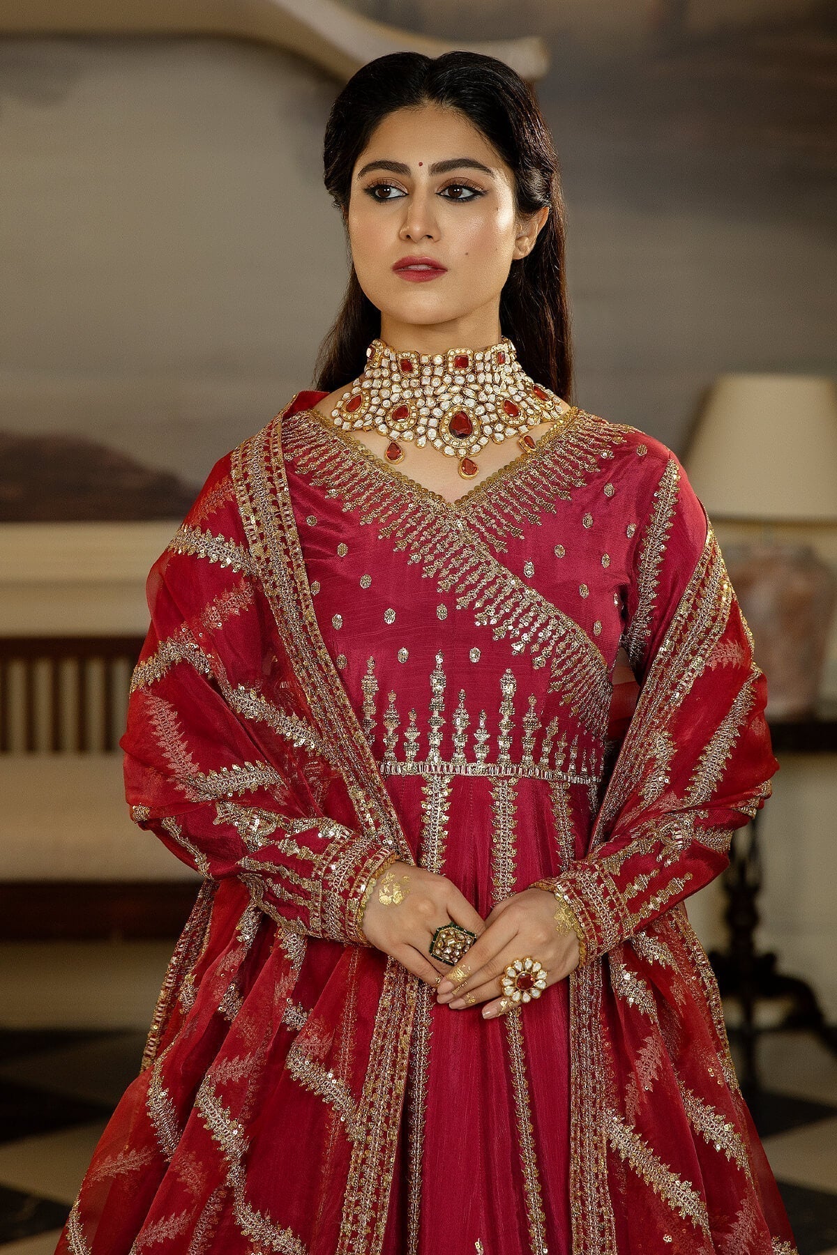 Jahaa'n Ara by Serene Embroidered Raw Silk Suit SRS-06 - House Of Hania