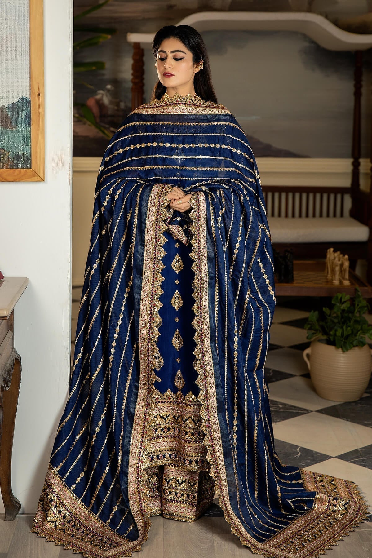 Jahaa'n Ara by Serene Embroidered Raw Silk Suit SRS-07 - House Of Hania