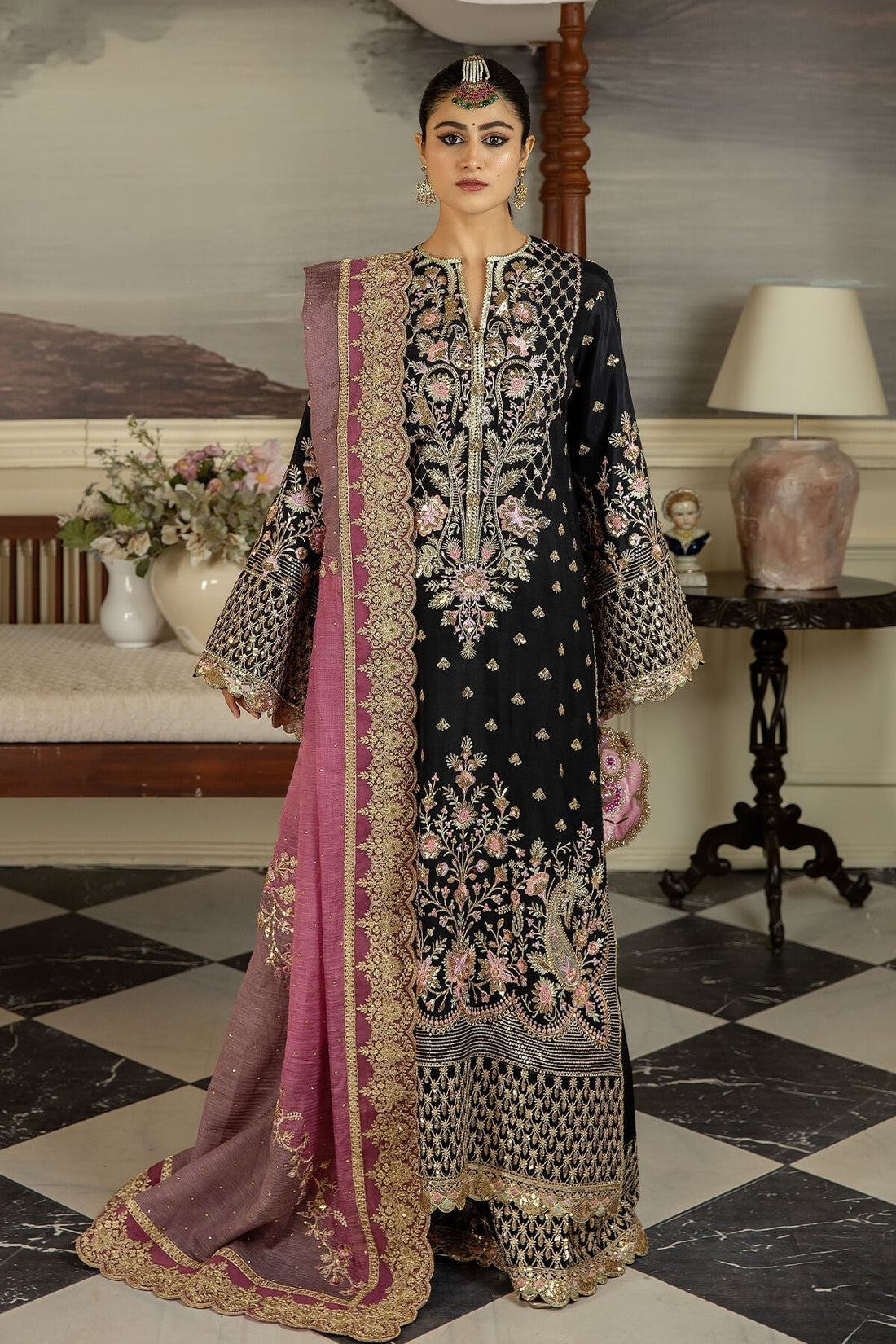 Jahaa'n Ara by Serene Embroidered Raw Silk Suit SRS-08 - House Of Hania