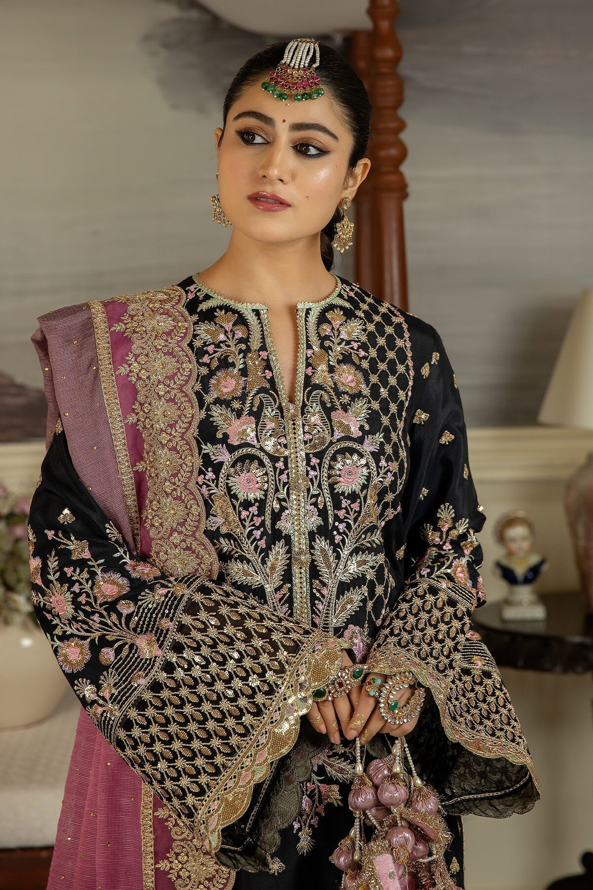 Jahaa'n Ara by Serene Embroidered Raw Silk Suit SRS-08 - House Of Hania