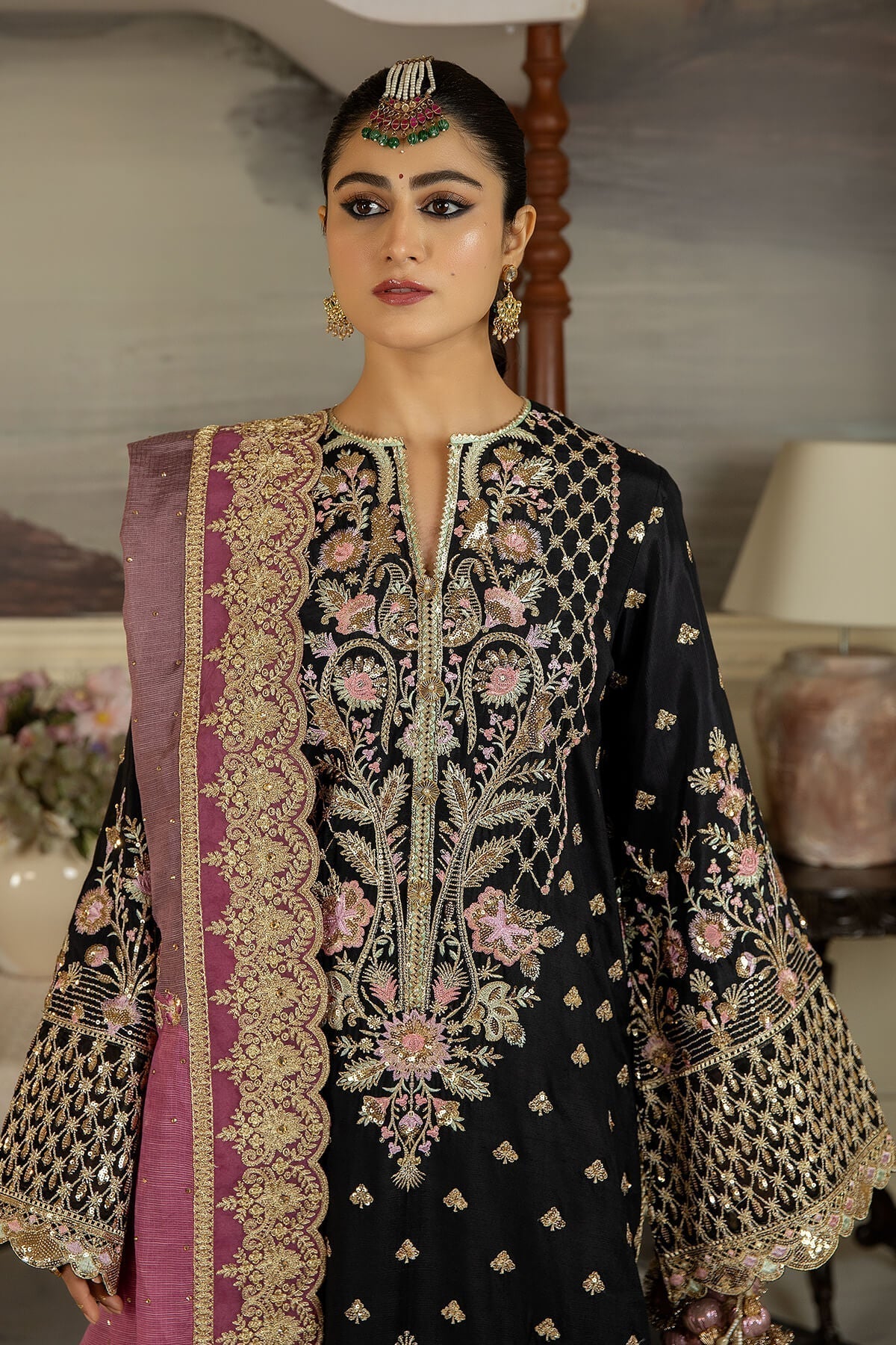 Jahaa'n Ara by Serene Embroidered Raw Silk Suit SRS-08 - House Of Hania