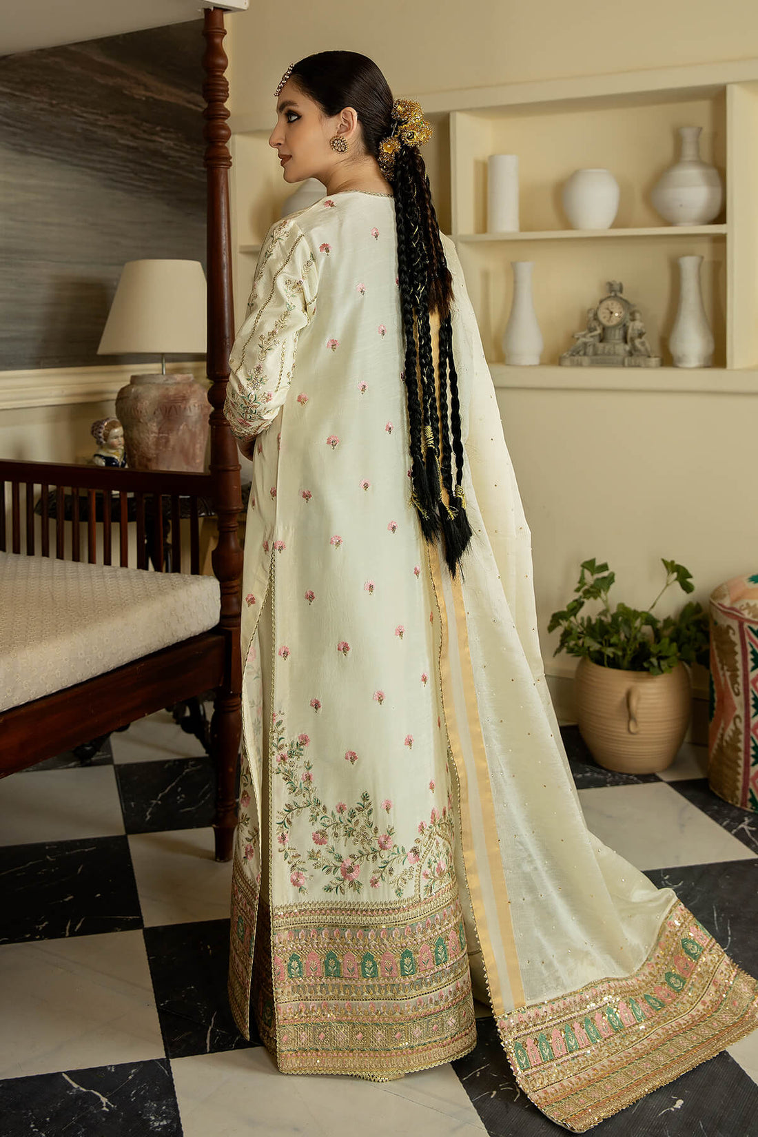 Jahaa'n Ara by Serene Embroidered Raw Silk Suit SRS-09 - House Of Hania