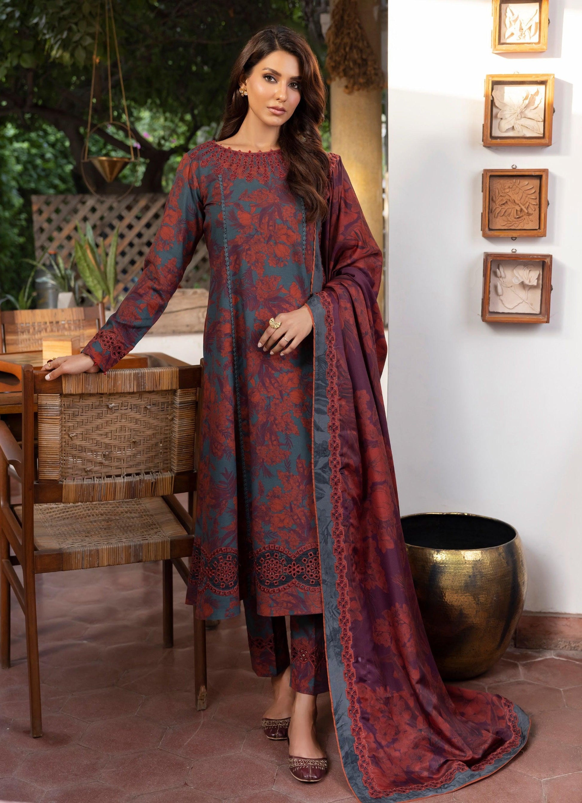 Jahanara by Iznik Embroidered Slub Khaddar 3Pc Suit IJK-10 - House Of Hania