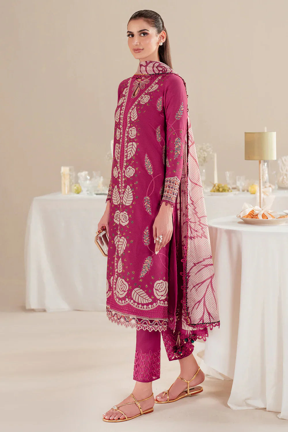 Jazmin | Iris EMBROIDERED DOBBY LAWN IL'25-D05 - House Of Hania