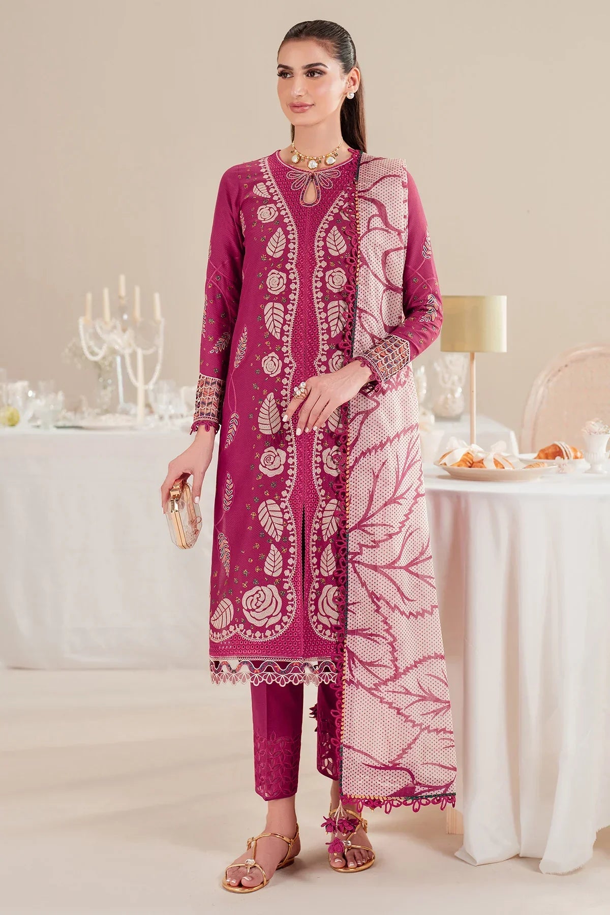 Jazmin | Iris EMBROIDERED DOBBY LAWN IL'25-D05 - House Of Hania