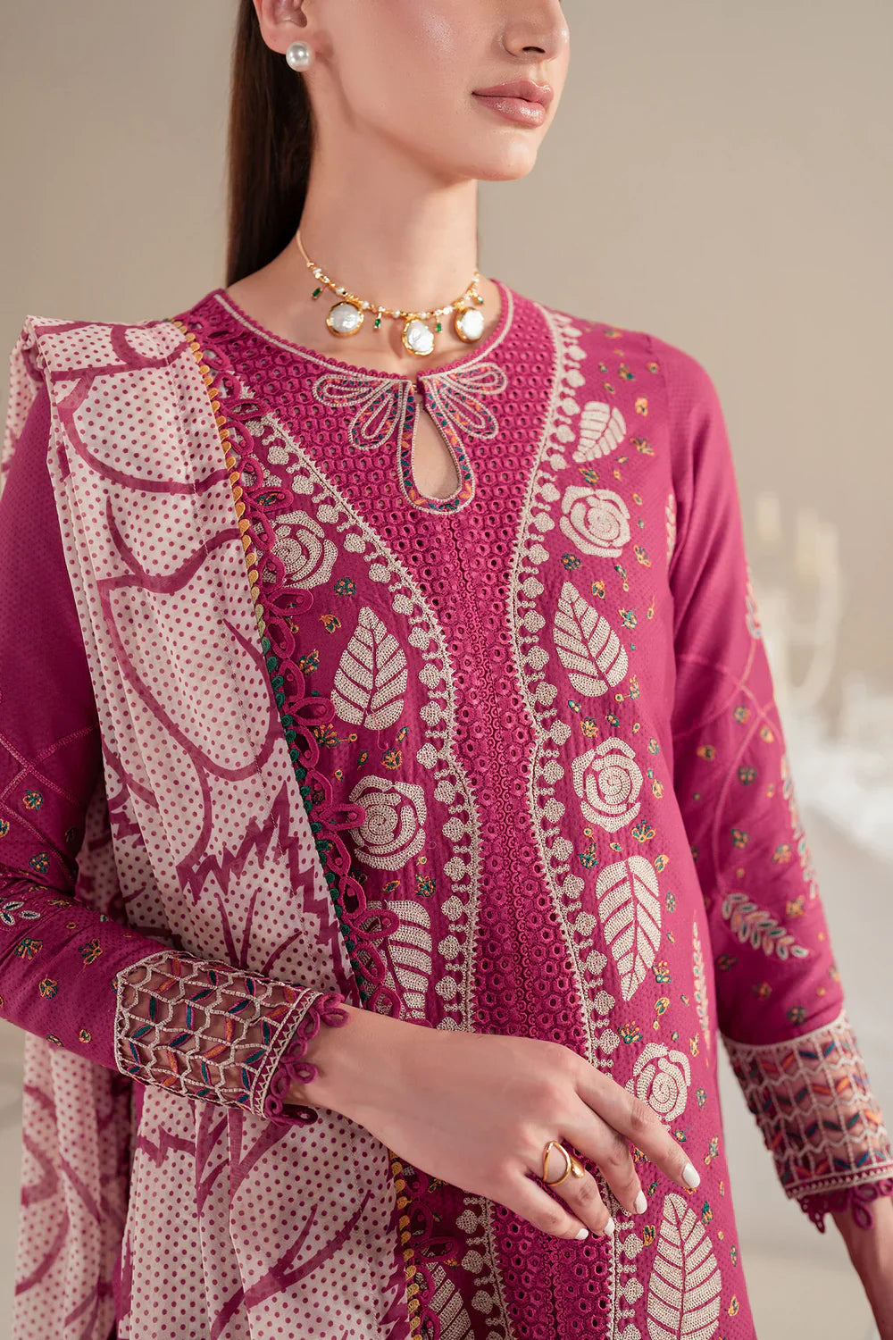 Jazmin | Iris EMBROIDERED DOBBY LAWN IL'25-D05 - House Of Hania