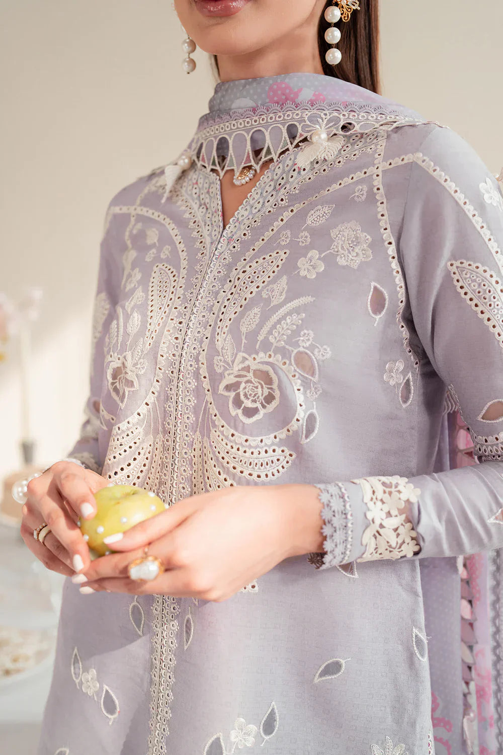 Jazmin | Iris EMBROIDERED DOBBY LAWN IL'25-D06 - House Of Hania