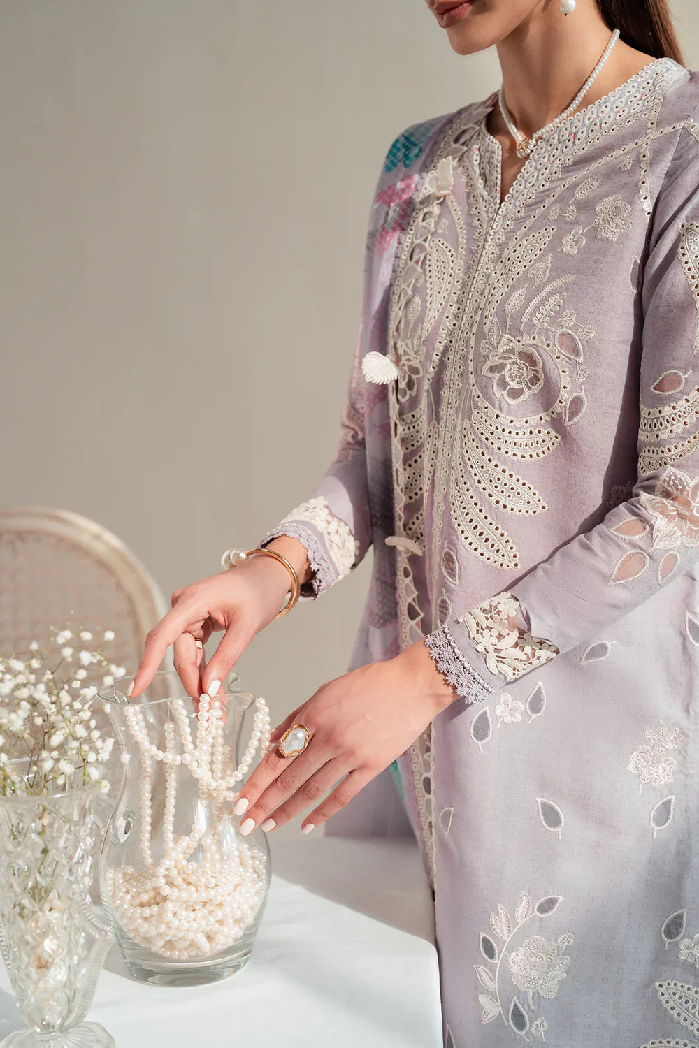 Jazmin | Iris EMBROIDERED DOBBY LAWN IL'25-D06 - House Of Hania
