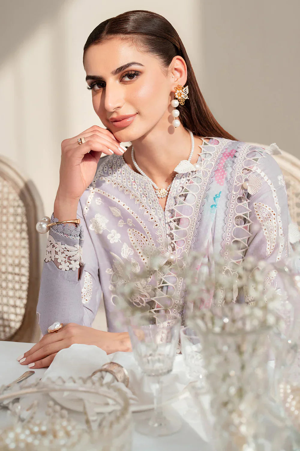 Jazmin | Iris EMBROIDERED DOBBY LAWN IL'25-D06 - House Of Hania