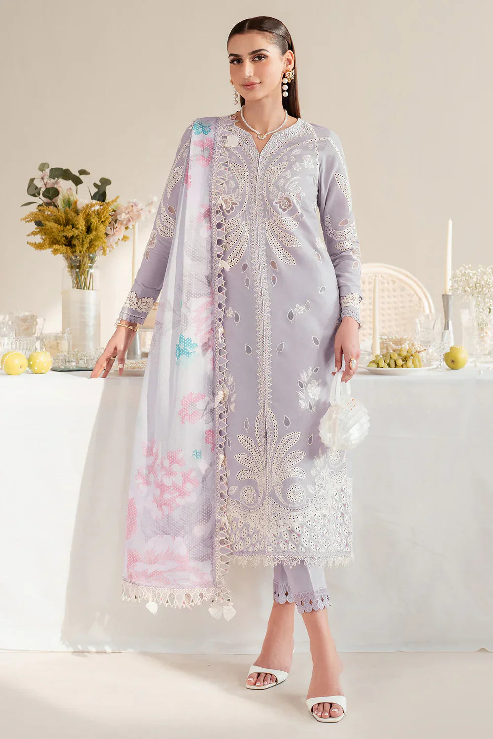 Jazmin | Iris EMBROIDERED DOBBY LAWN IL'25-D06 - House Of Hania