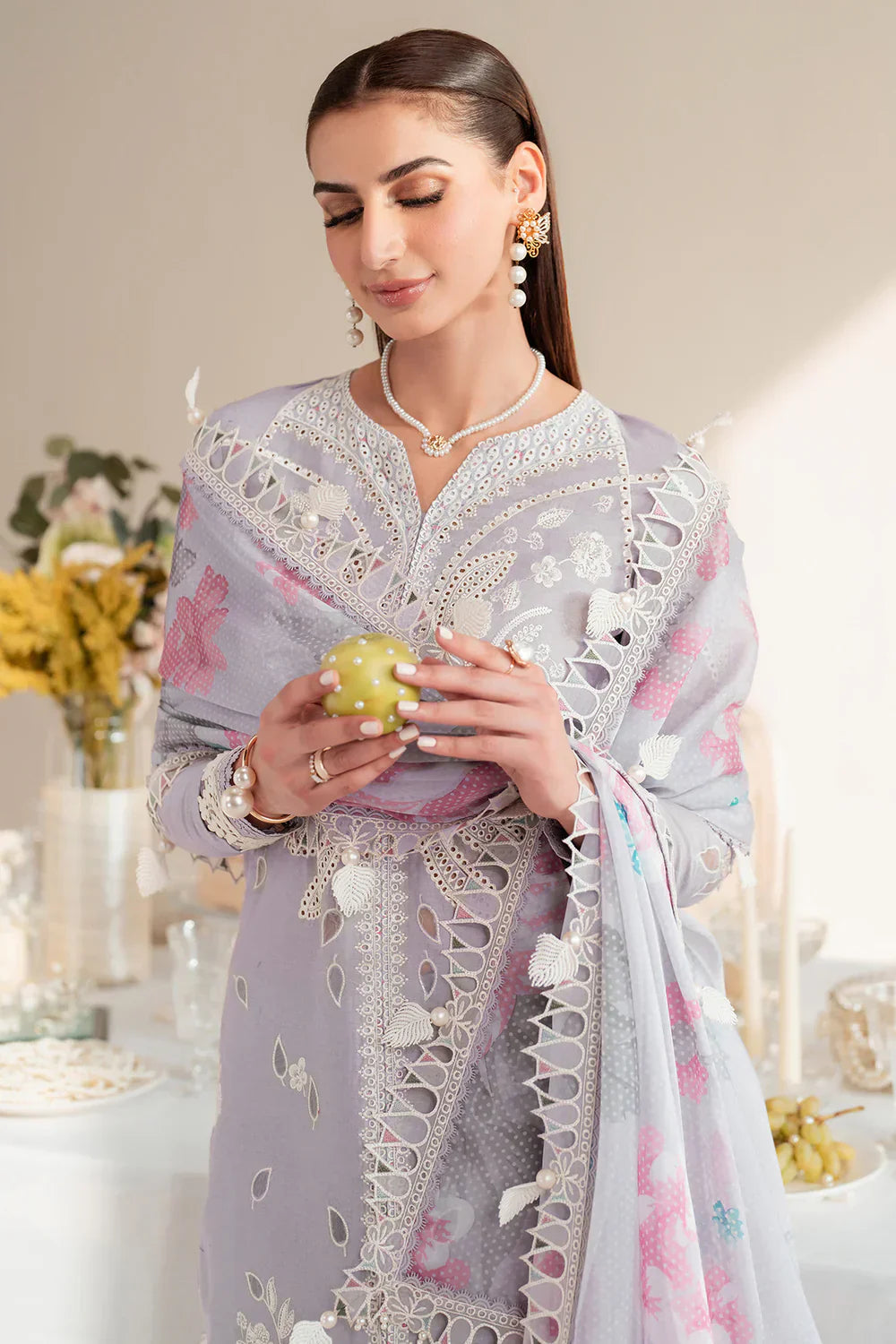Jazmin | Iris EMBROIDERED DOBBY LAWN IL'25-D06 - House Of Hania