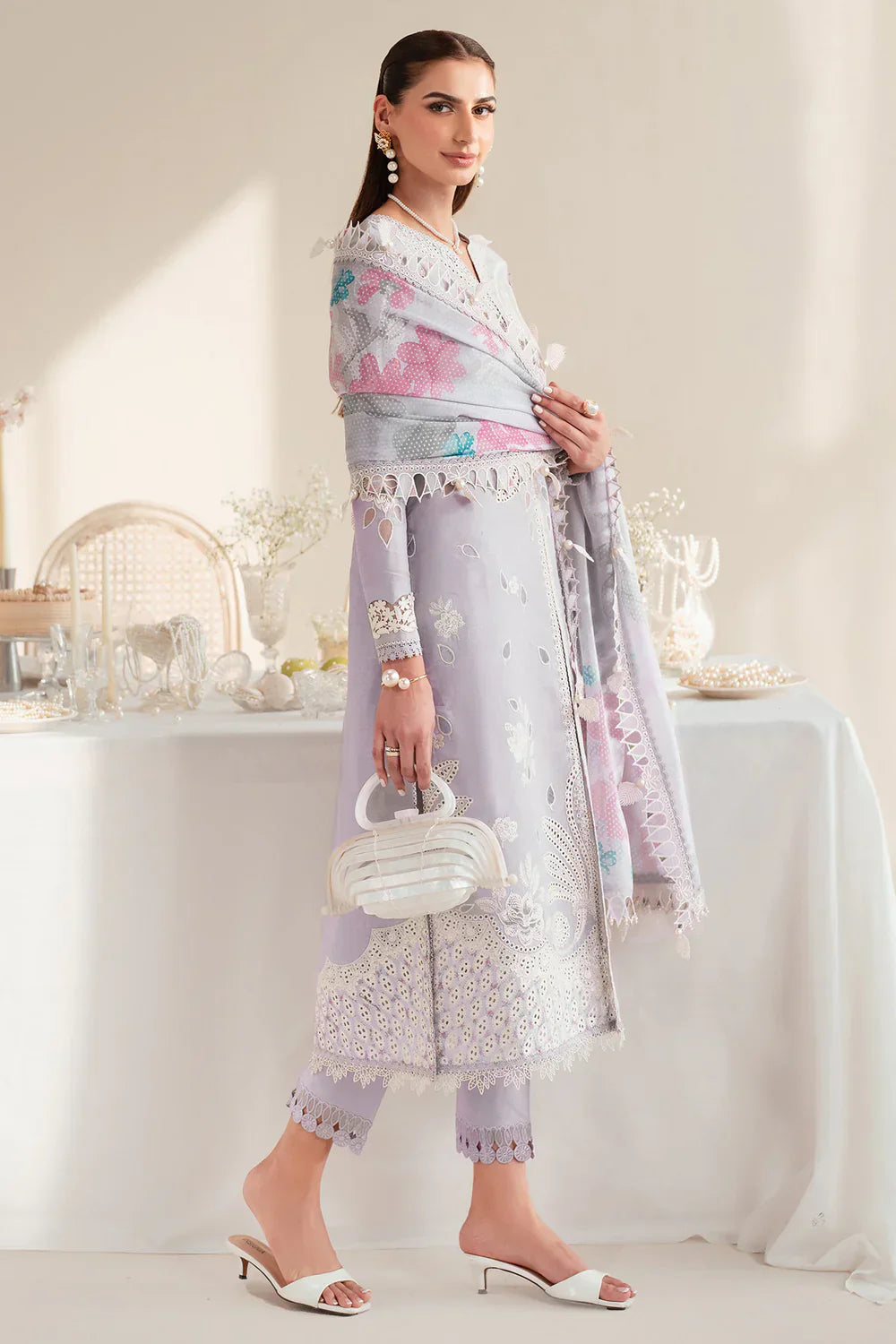 Jazmin | Iris EMBROIDERED DOBBY LAWN IL'25-D06 - House Of Hania