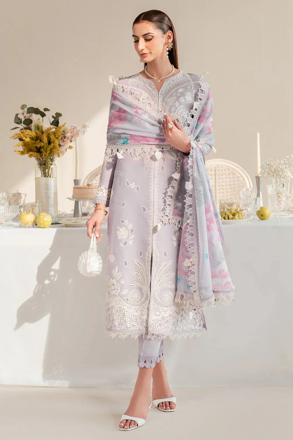 Jazmin | Iris EMBROIDERED DOBBY LAWN IL'25-D06 - House Of Hania