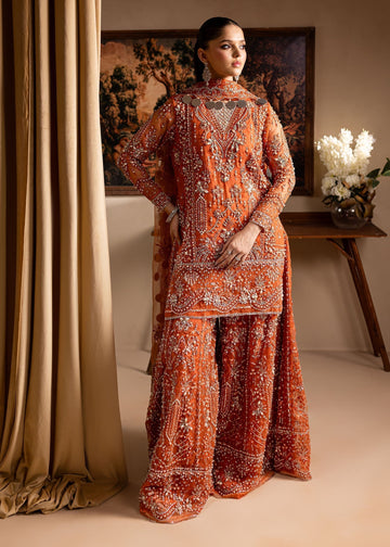 Lamhay by Maria Osama Khan Embroidered Organza 3Pc Suit - Gulnaar - House Of Hania