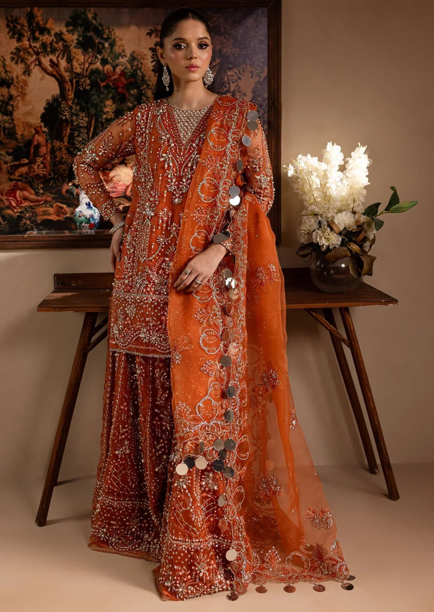 Lamhay by Maria Osama Khan Embroidered Organza 3Pc Suit - Gulnaar - House Of Hania