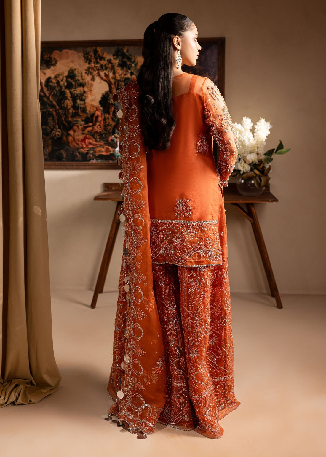 Lamhay by Maria Osama Khan Embroidered Organza 3Pc Suit - Gulnaar - House Of Hania