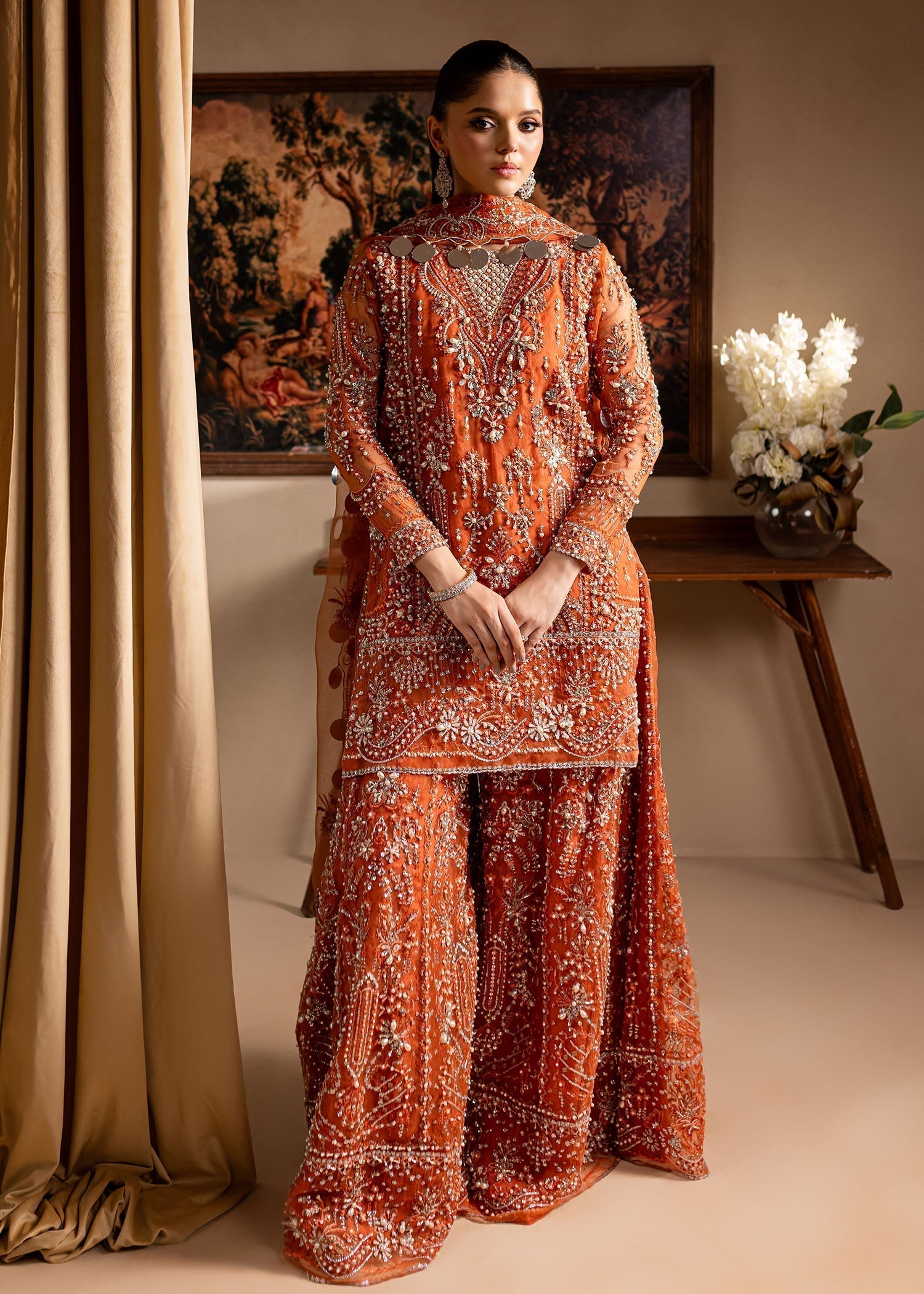 Lamhay by Maria Osama Khan Embroidered Organza 3Pc Suit - Gulnaar - House Of Hania