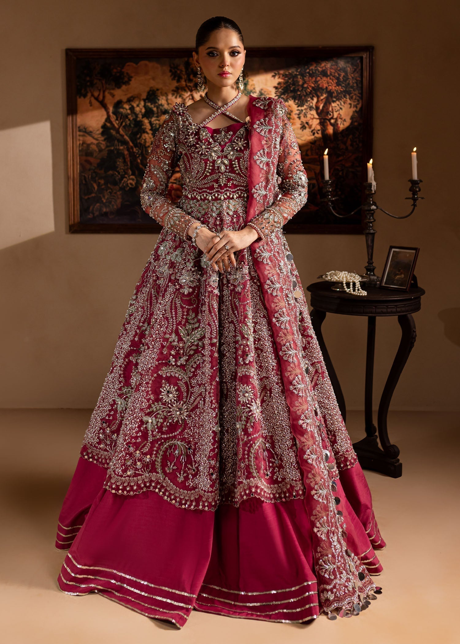 Lamhay by Maria Osama Khan Embroidered Organza 3Pc Suit - Nayab - House Of Hania