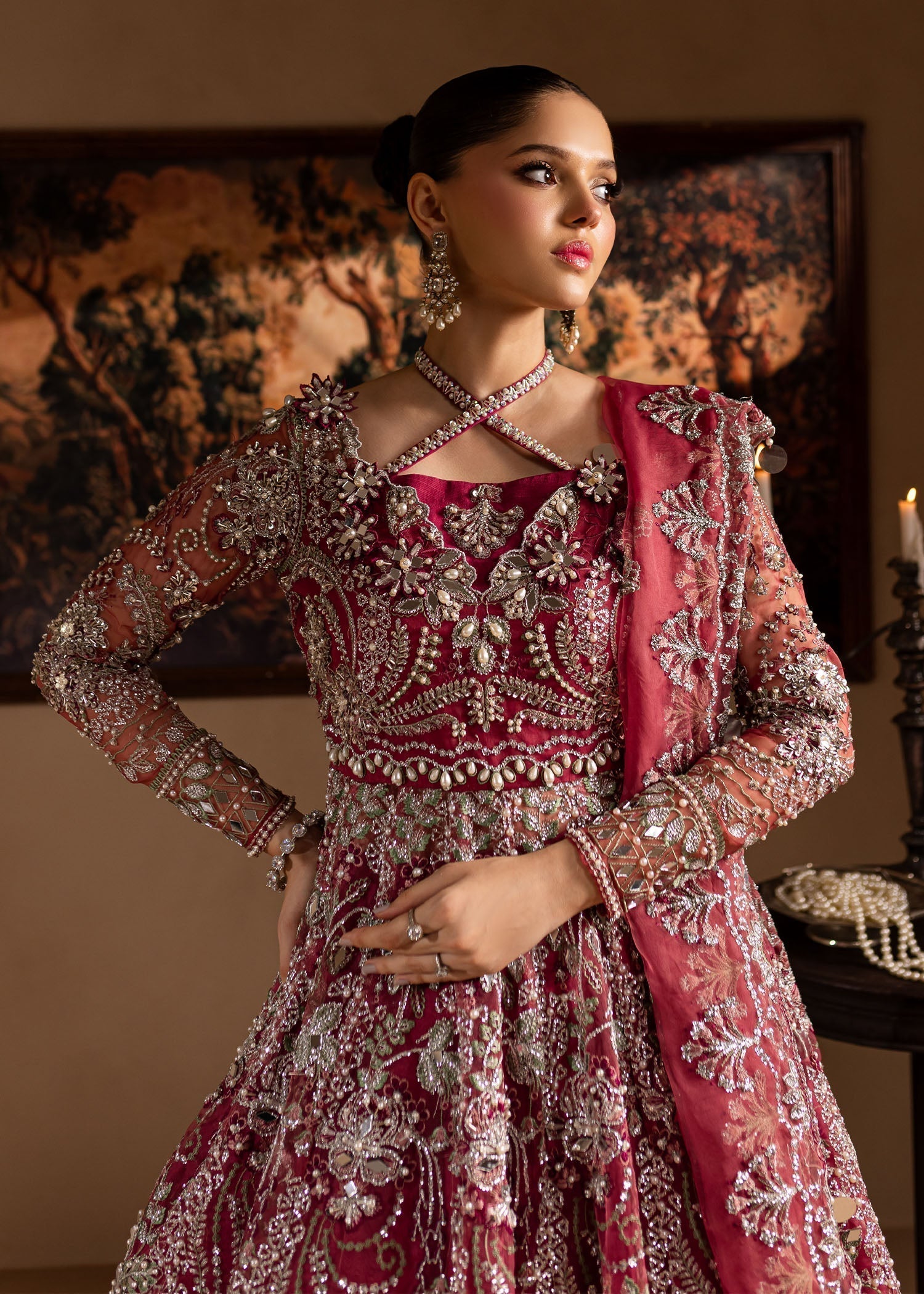 Lamhay by Maria Osama Khan Embroidered Organza 3Pc Suit - Nayab - House Of Hania