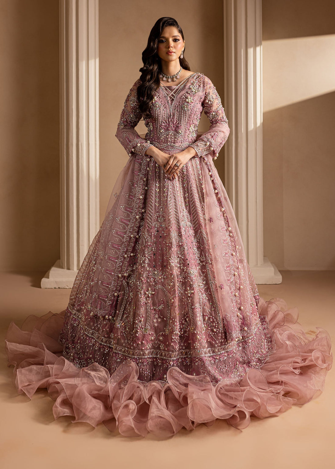 Lamhay by Maria Osama Khan Embroidered Organza 3Pc Suit - Pakeezah - House Of Hania