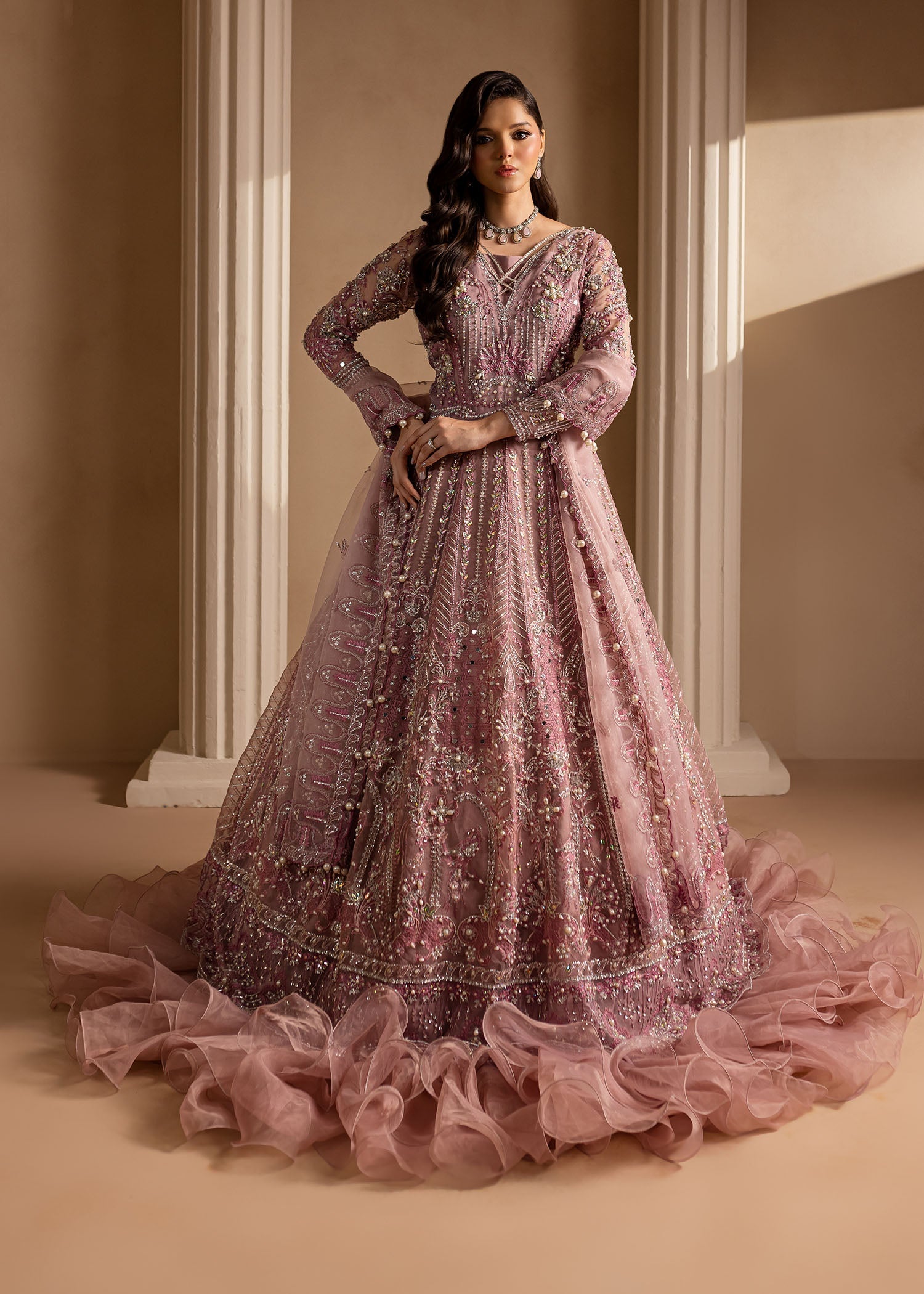 Lamhay by Maria Osama Khan Embroidered Organza 3Pc Suit - Pakeezah - House Of Hania