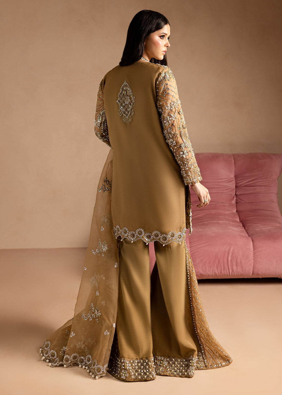 Lamhay by Maria Osama Khan Embroidered Organza 3Pc Suit - Sabahat - House Of Hania