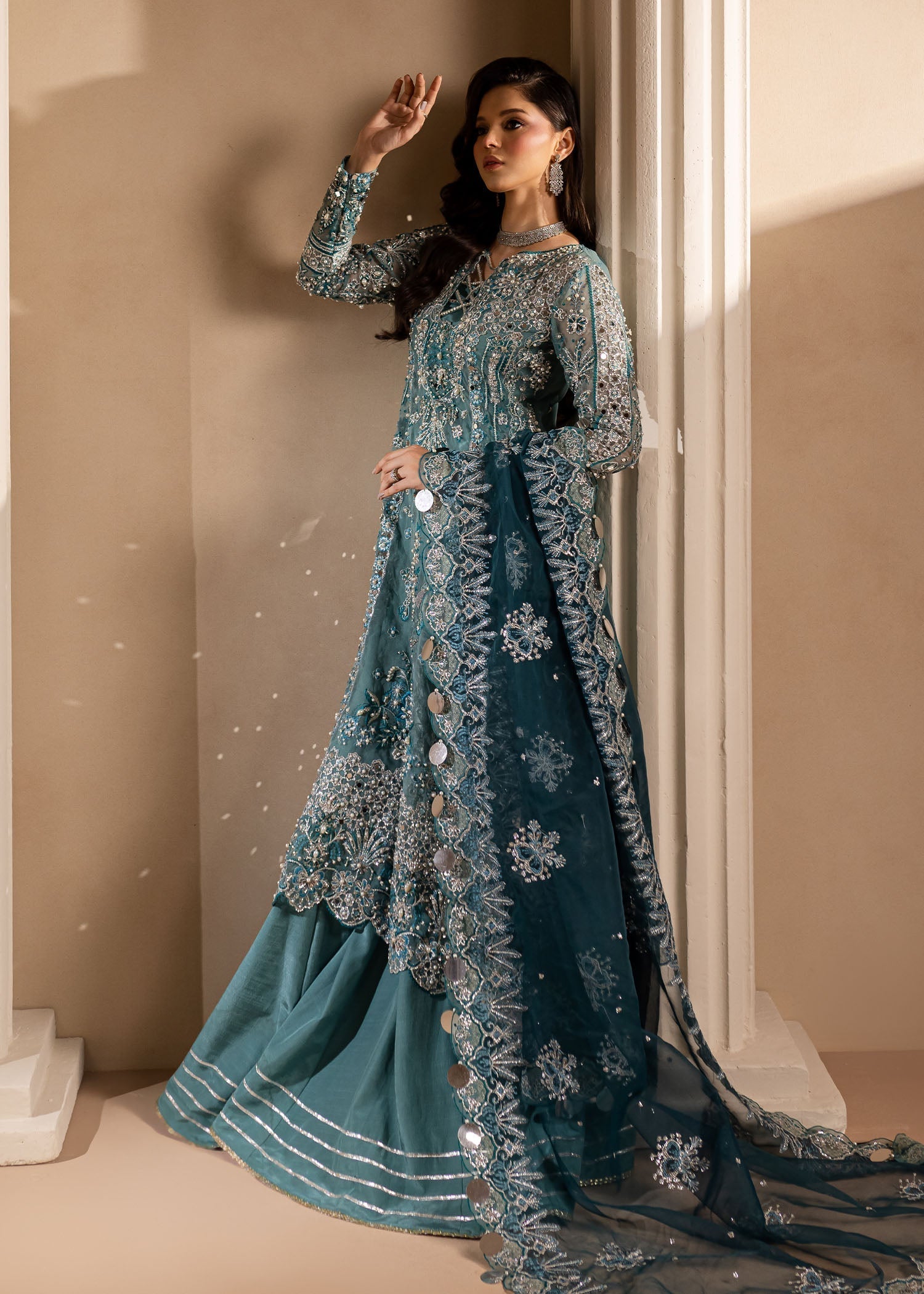 Lamhay by Maria Osama Khan Embroidered Organza 3Pc Suit - Sumbul - House Of Hania
