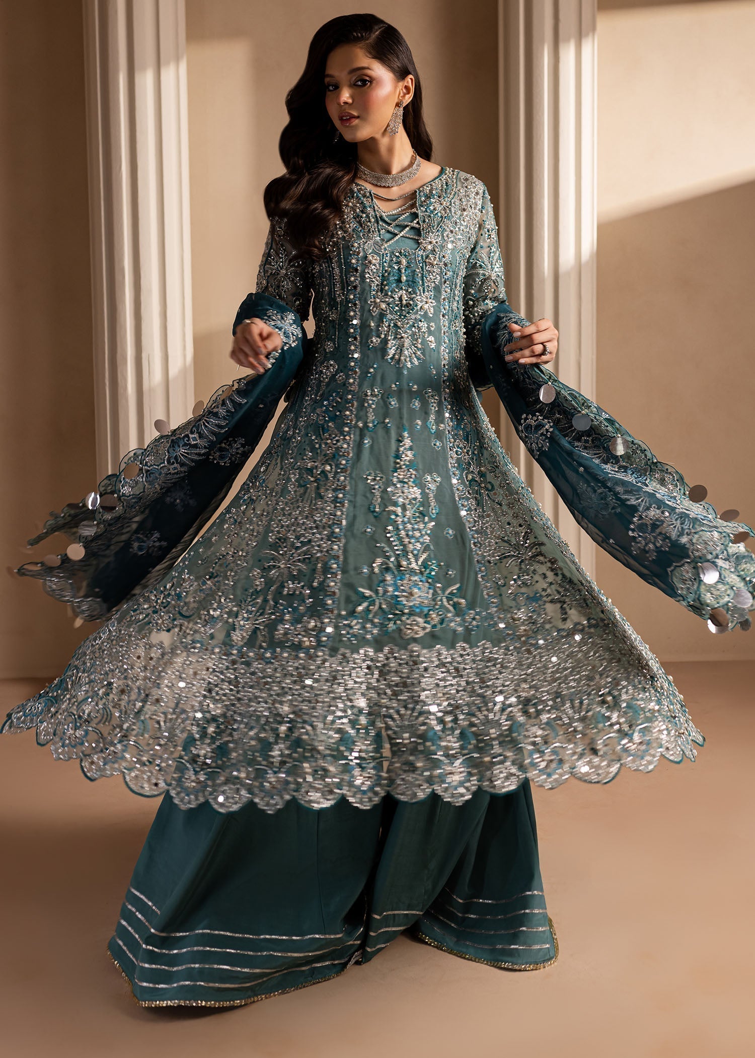 Lamhay by Maria Osama Khan Embroidered Organza 3Pc Suit - Sumbul - House Of Hania
