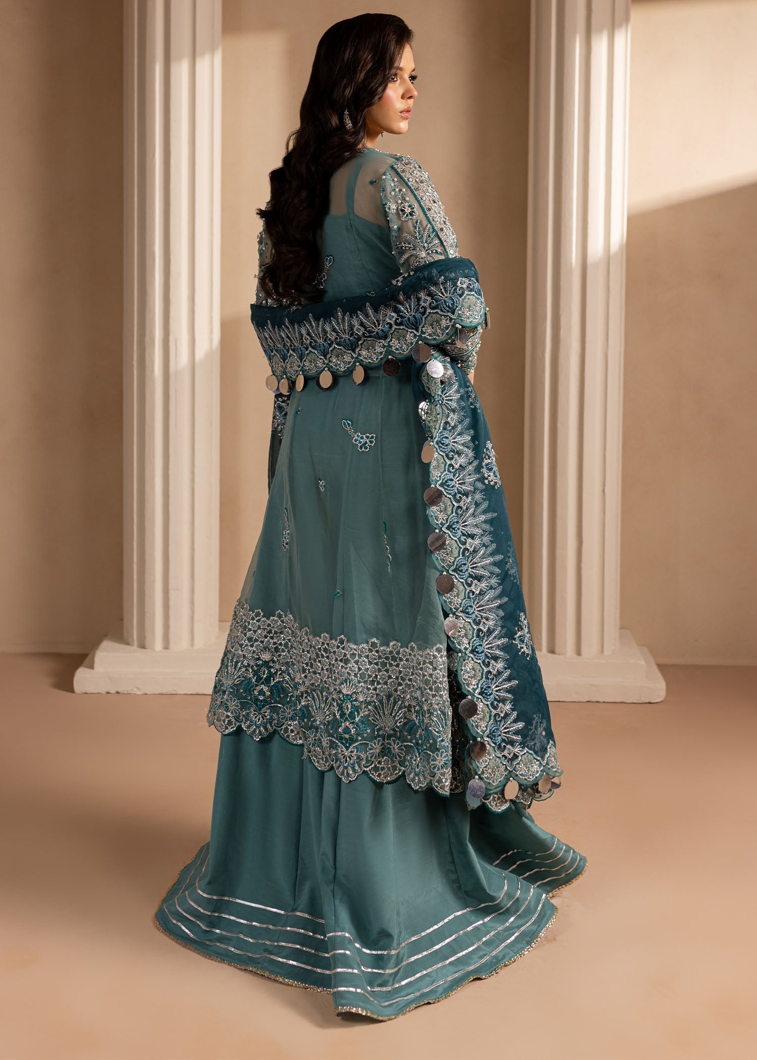 Lamhay by Maria Osama Khan Embroidered Organza 3Pc Suit - Sumbul - House Of Hania