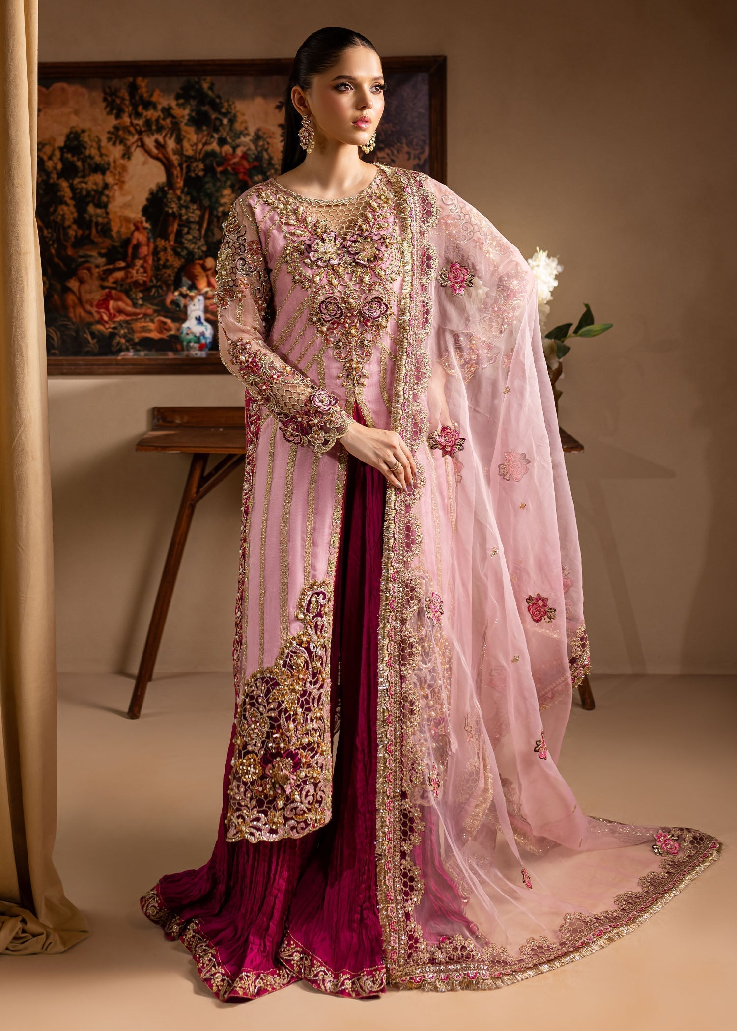 Lamhay by Maria Osama Khan Embroidered Organza 3Pc Suit - Zarmina - House Of Hania