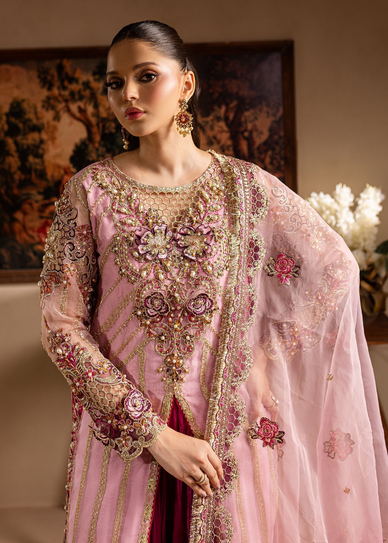 Lamhay by Maria Osama Khan Embroidered Organza 3Pc Suit - Zarmina - House Of Hania