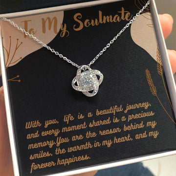 Love Knot Necklace for Valentines , Birthdays and Weddings with Beautiful Custom Message - House Of Hania