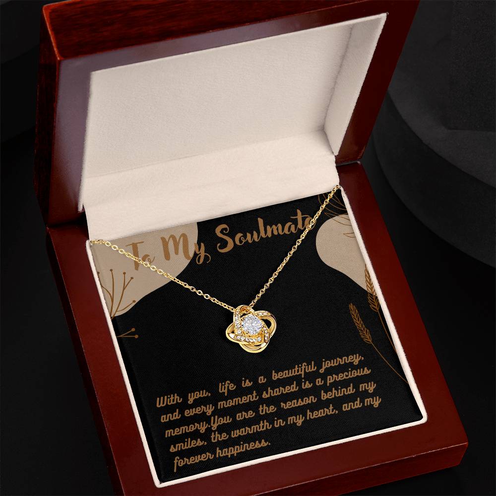 Love Knot Necklace for Valentines , Birthdays and Weddings with Beautiful Custom Message - House Of Hania