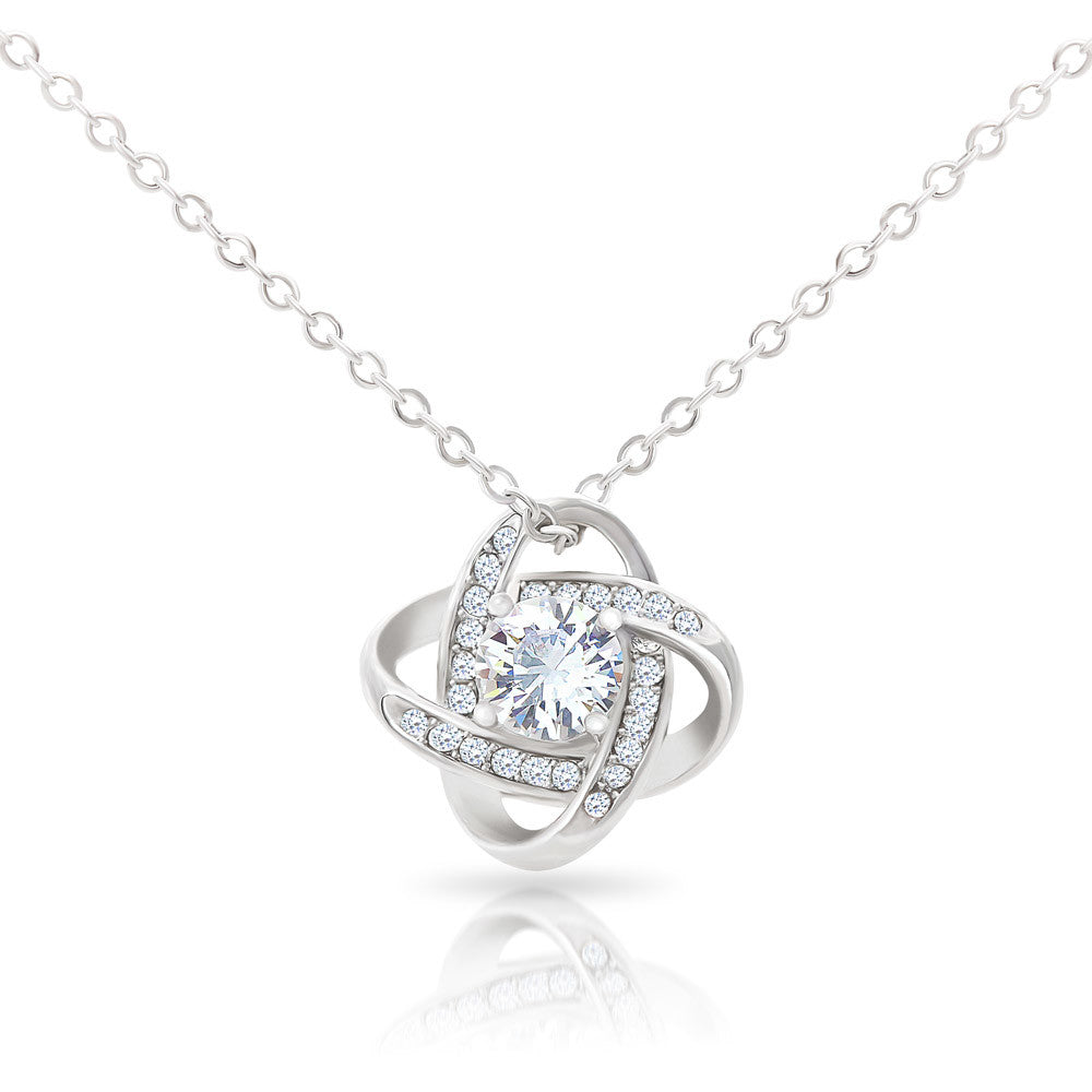 Love Knot Necklace for Valentines , Birthdays and Weddings with Beautiful Custom Message - House Of Hania