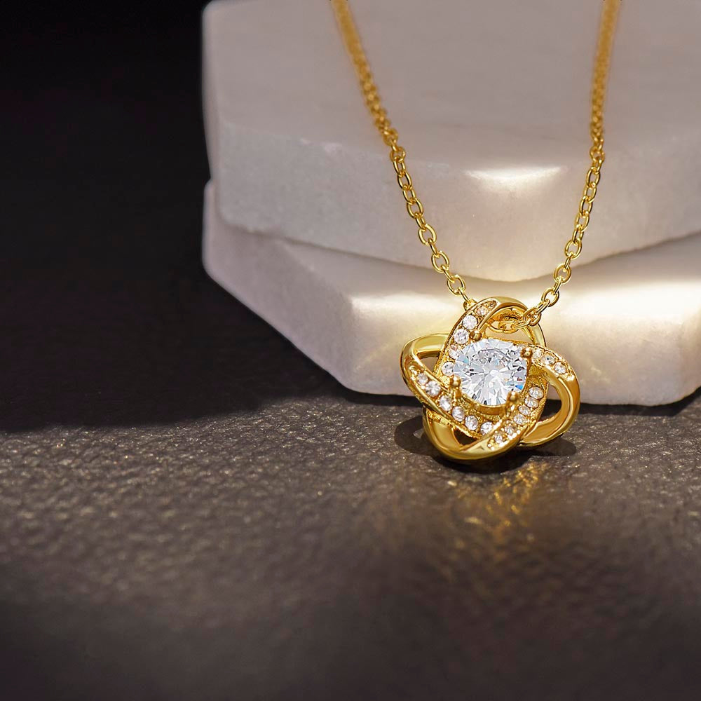 Love Knot Necklace for Valentines , Birthdays and Weddings with Beautiful Custom Message - House Of Hania