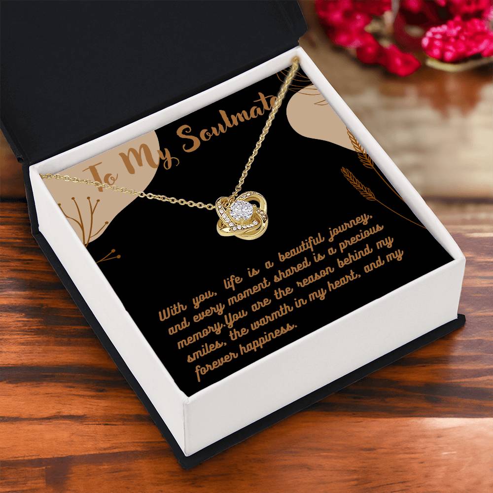 Love Knot Necklace for Valentines , Birthdays and Weddings with Beautiful Custom Message - House Of Hania