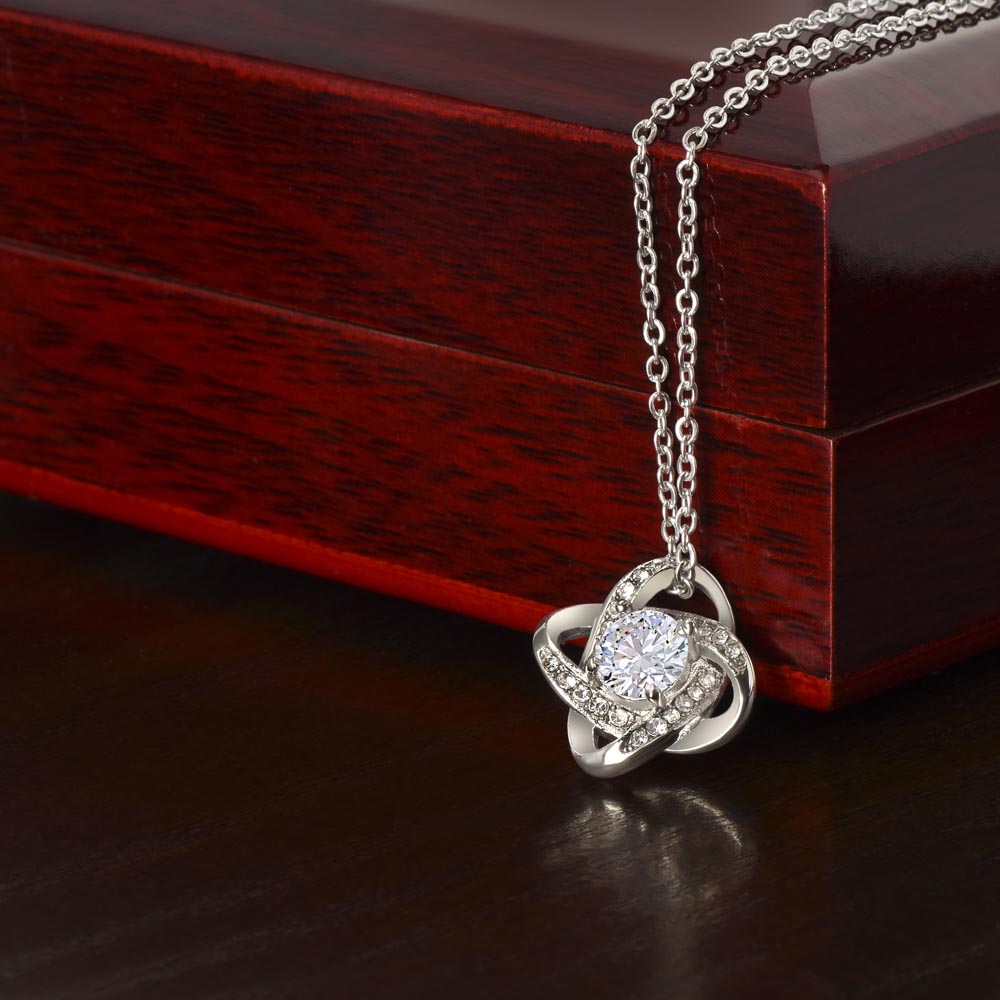 Love Knot Necklace for Valentines , Birthdays and Weddings with Beautiful Custom Message - House Of Hania