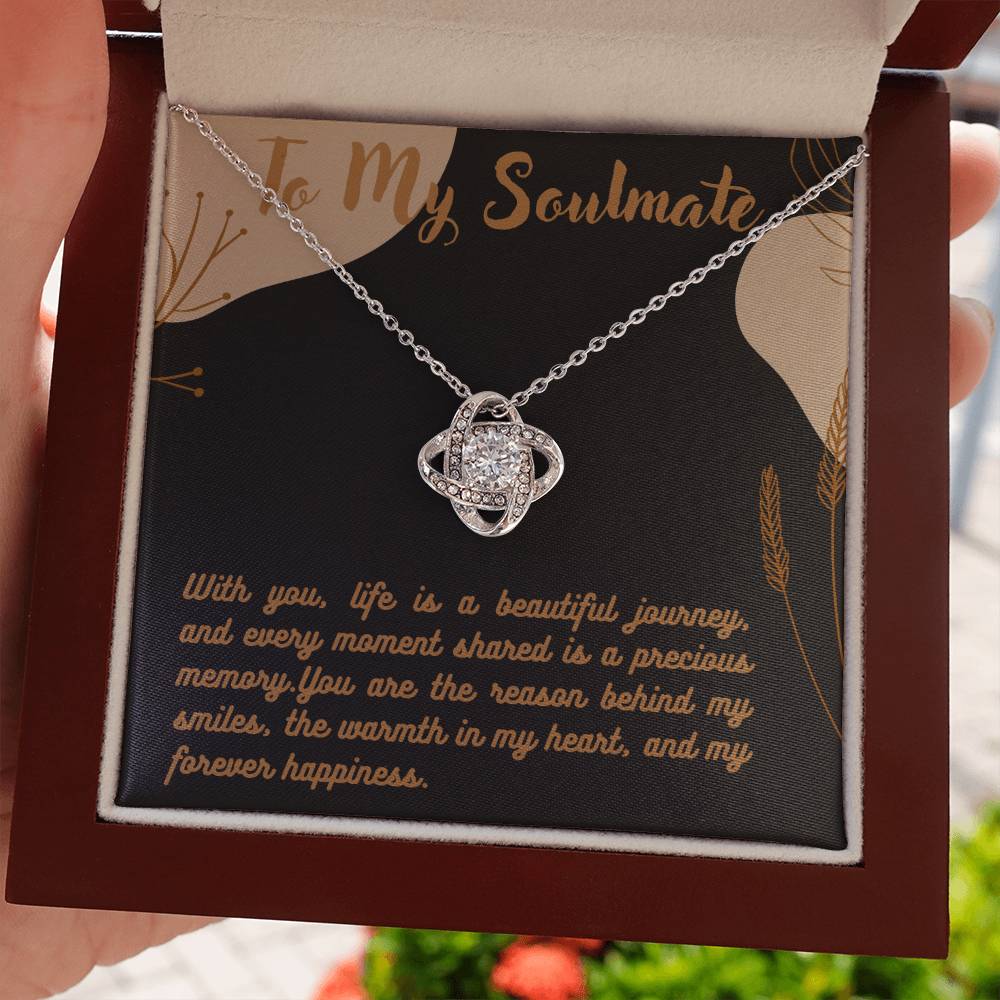Love Knot Necklace for Valentines , Birthdays and Weddings with Beautiful Custom Message - House Of Hania