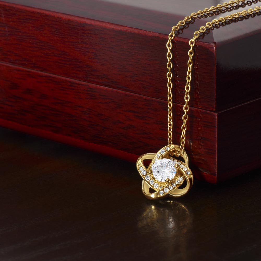 Love Knot Necklace for Valentines , Birthdays and Weddings with Beautiful Custom Message - House Of Hania
