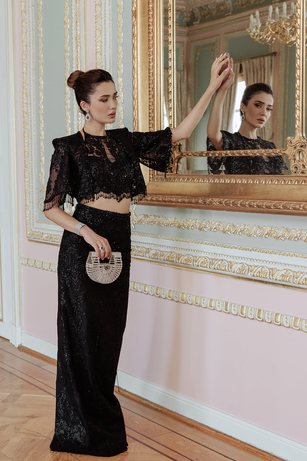 Lumiere By Saira Rizwan Embroidered Net 3Pc Suit SR-05 - House Of Hania