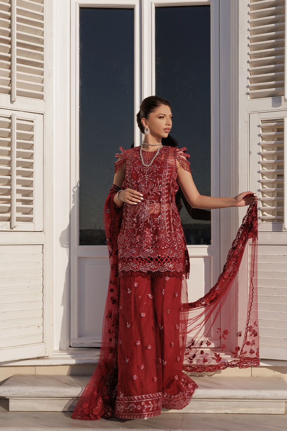 Lumiere By Saira Rizwan Embroidered Net 3Pc Suit SR-06 - House Of Hania