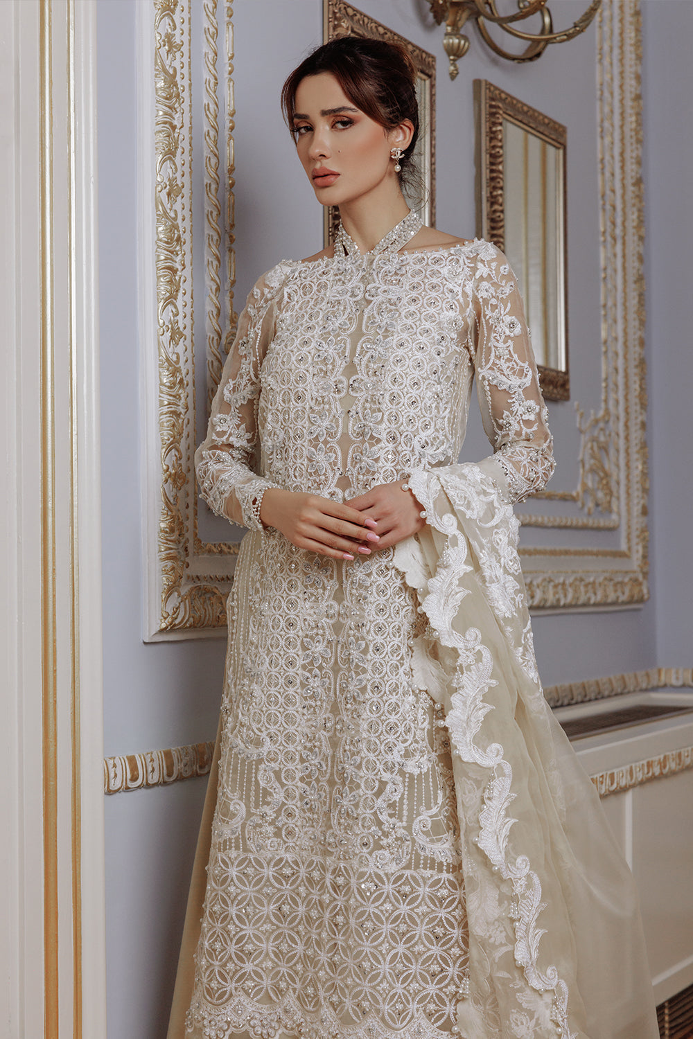 Lumiere By Saira Rizwan Embroidered Organza 3Pc Suit SR-04 - House Of Hania
