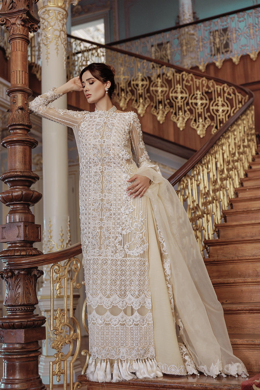 Lumiere By Saira Rizwan Embroidered Organza 3Pc Suit SR-04 - House Of Hania